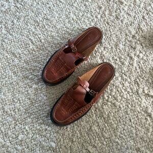 Zara Brown Woven Loafer Mules